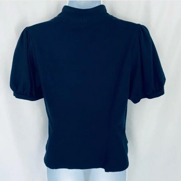 Ett Twa by Anthropologie Classic Navy Blue Keyhole Mock Neck Shortsleeve Size S - Picture 5 of 7